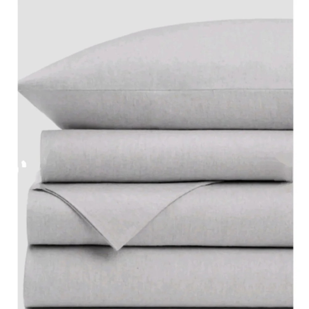 Queen Flannel Sheets Set Gray Deep pocket sheets Cotton flannel standard textile - Picture 2 of 8